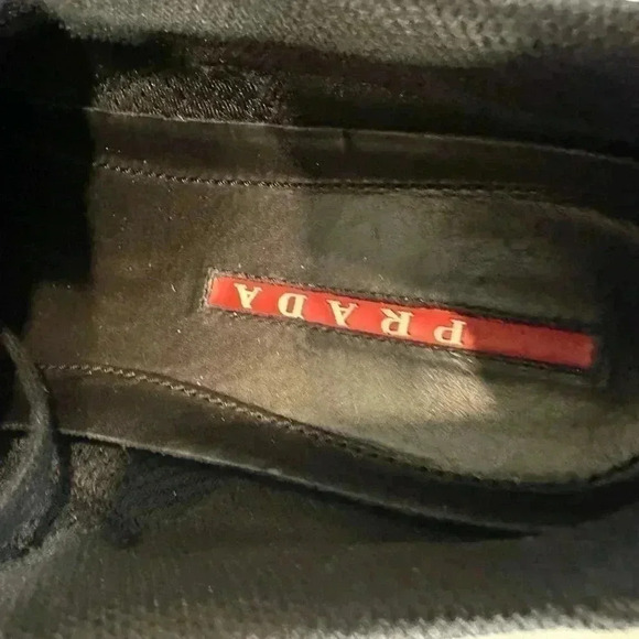 AUTH PRADA AMERICAS CUP SNEAKERS SHOES 4E2816 BLACK LEATHER US 8.5 - Picture 13 of 13